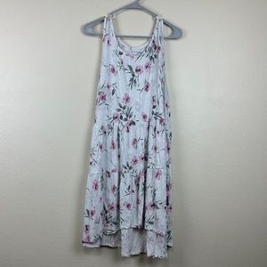 TORRID Super Soft White with Pink Floral Knit Tank Tiered Dress  - Size 3